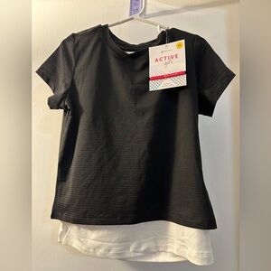 Black Active Girl T-Shirt 5/6 with Hair Tie